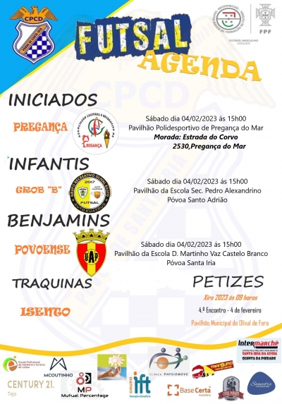Agenda Futsal para o Fim de Semana 04/02/2023